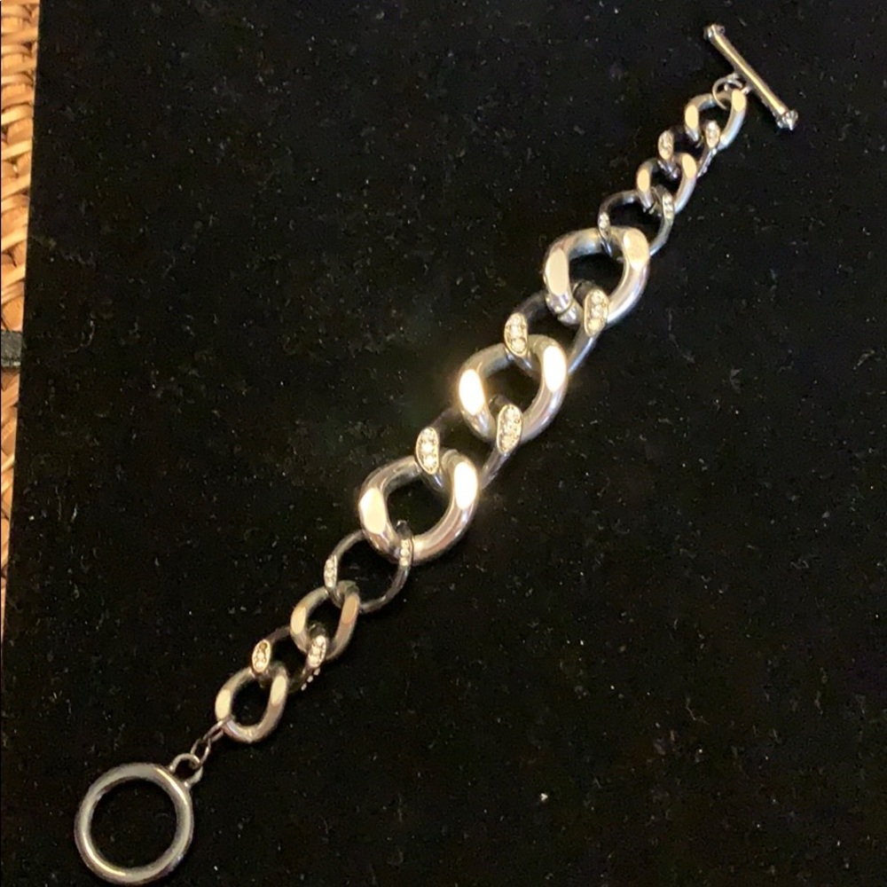 Cache hematite & silver link bracelet